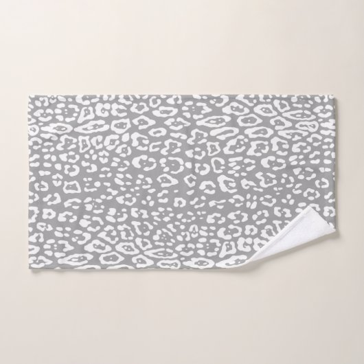 Motif léopard en blanc et gris clair (Serviette à main)