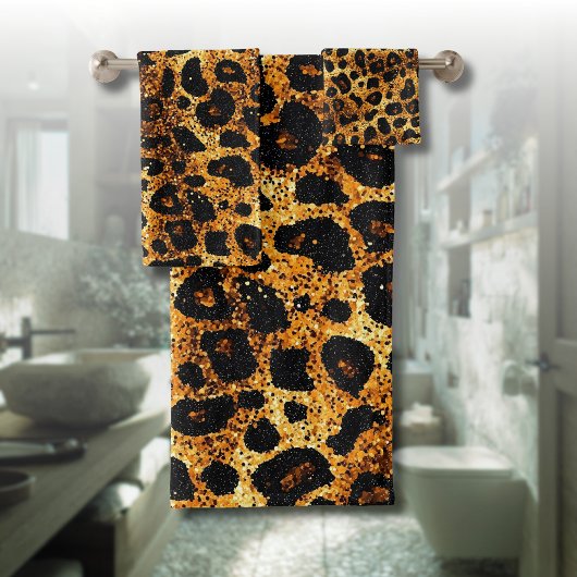 Motif Léopard Marron Doré Pailleté Luxe