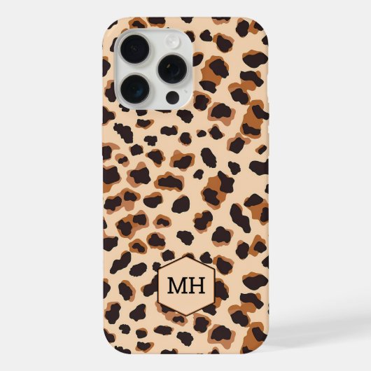 Motif Léopard Marron Monogrammé Moderne Chic (Verso)