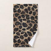 Motif léopard noir marron or pailleté de luxe (Serviette à main)