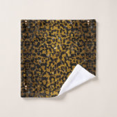 Motif Léopard Noir Marron Or Pailleté Luxe (Gant de toilette)