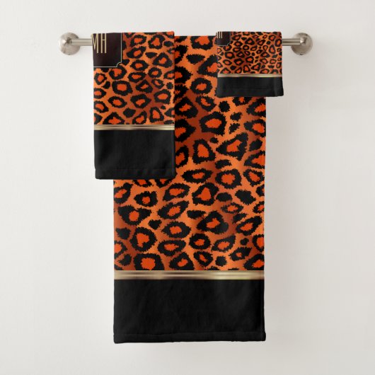 Motif Léopard orange et noir avec Monogramme (En situation)