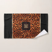 Motif Léopard orange et noir avec Monogramme (Serviette à main)