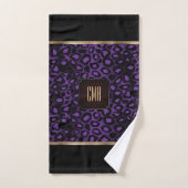 Motif Léopard pourpre et noir avec Monogramme (Serviette à main)