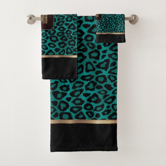 Motif Léopard turquoise et Noir avec Monogramme (En situation)