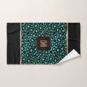 Motif Léopard turquoise et noir avec Monogramme (Serviette à main)