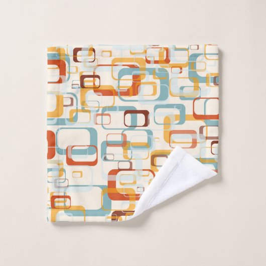 Motif les années 70 Rétro Dans Les Tons Bleu Orang (Gant de toilette)