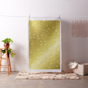 Motif lettres brillantes dorées tissu chic rayures