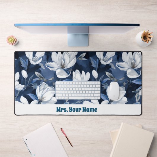 Motif Magnolia blanc au chiffon de minuit (Bureau 1)