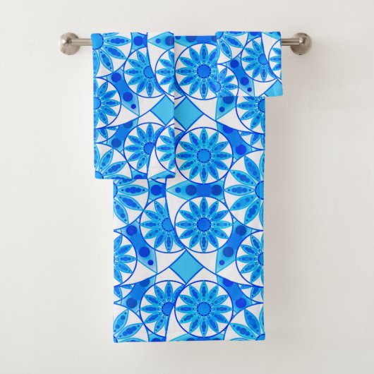 Motif Mandala, Bleu de Cobalt, Turquoise et Blanc (En situation)