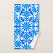 Motif Mandala, Bleu de Cobalt, Turquoise et Blanc (Serviette à main)