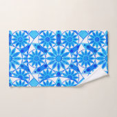 Motif Mandala, Bleu de Cobalt, Turquoise et Blanc (Serviette à main)