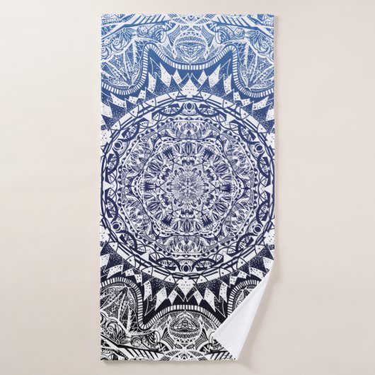 Motif Mandala bleu foncé (Serviette de bain)