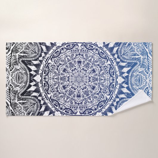 Motif Mandala bleu foncé (Serviette de bain)