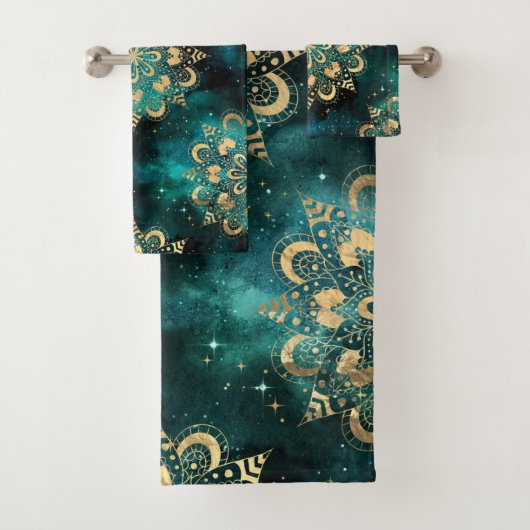 Motif Mandala Dharma Galaxie Or & Vert (En situation)