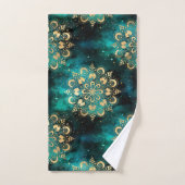 Motif Mandala Dharma Galaxie Or & Vert (Serviette à main)