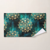 Motif Mandala Dharma Galaxie Or & Vert (Serviette à main)
