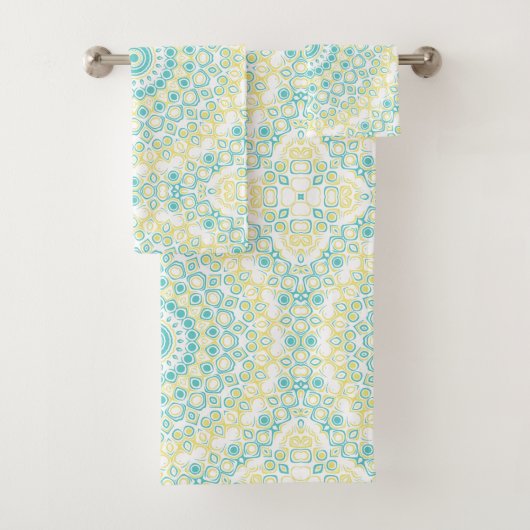 Motif Mandala géométrique turquoise et jaune (En situation)