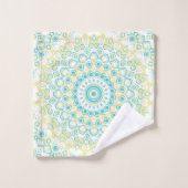 Motif Mandala géométrique turquoise et jaune (Gant de toilette)