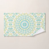 Motif Mandala géométrique turquoise et jaune (Serviette à main)