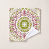 Motif Mandala Olive et Rose (Gant de toilette)