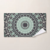 Motif Mandala Vert Menthe et Charbon (Serviette à main)