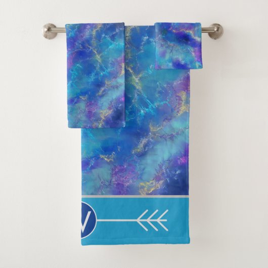 Motif Marbre Bleu Avec Monogramme (En situation)