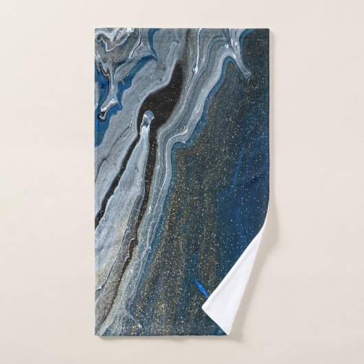 Motif Marbre Bleu Foncé Tendance (Serviette à main)