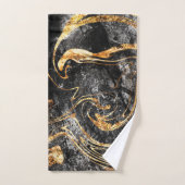 Motif Marbre Noir Doré Tendance Cool (Serviette à main)