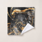 Motif Marbre Noir Doré Tendance Cool (Gant de toilette)