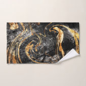 Motif Marbre Noir Doré Tendance Cool (Serviette à main)