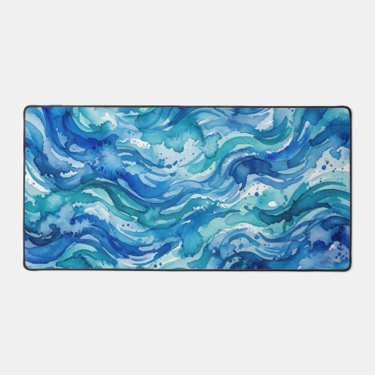 Motif Marin Aquarelle Bleu Sarcelle (Recto)