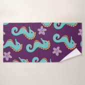 motif marin enfantin sans soudure avec hippocampes (Serviette de bain)