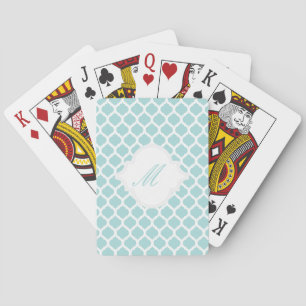 Motif marocain bleu avec cartes de jeu Monogramme
