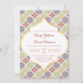 Motif marocain carrelage rouge QR Faire-part de ma (Devant)