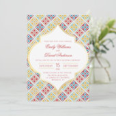 Motif marocain carrelage rouge QR Faire-part de ma (Debout devant)