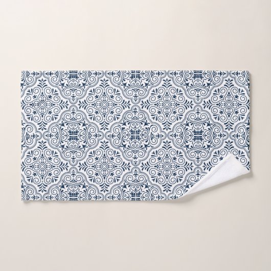 Motif marocain fleuri bleu et blanc (Serviette à main)