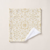 Motif marocain fleuri d'or et blanc (Gant de toilette)