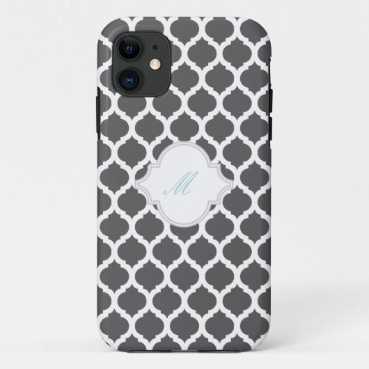 Motif marocain gris avec Monogramme iPhone 5 Coque (Dos)