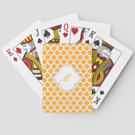 Motif marocain orange avec cartes de jeu Monogram (dos)