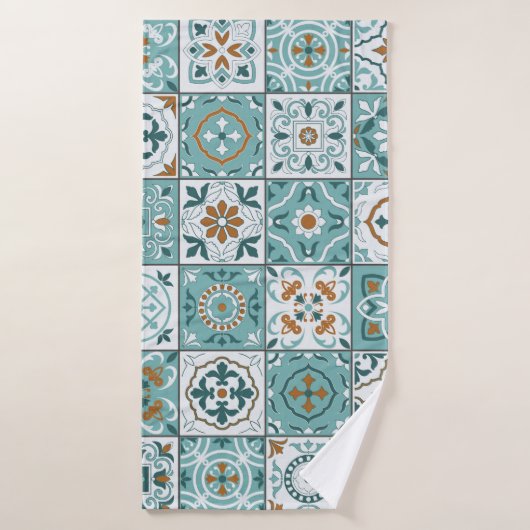 Motif méditerranéen continu de tuiles marocaines (Serviette de bain)