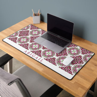 Motif méditerranéen violet et vert menthe