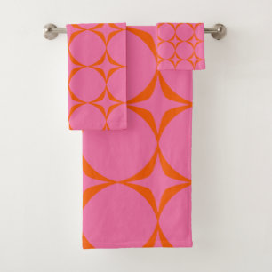 Motif médium orange et rose et rouge rétro