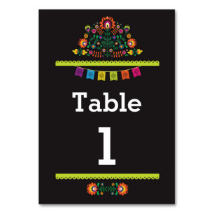 Motif mexicain Fiesta Numéro de table Mariage