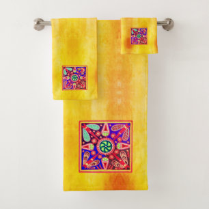 Motif mexicain Huichol Golden & Purple Art