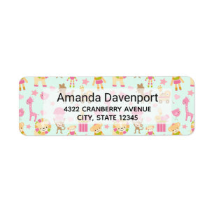 Motif mignon avec Étiquette Whimsical Animaux & Jo
