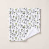 Motif mignon d'alpaga et de cactus (Gant de toilette)