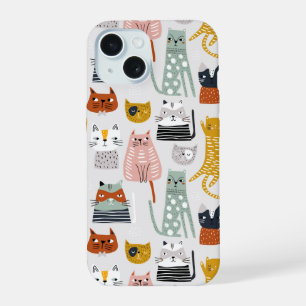 Motif mignon de chat dessiné à la main