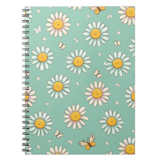 Motif mignon de marguerite et de papillon | Cahier