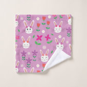 Motif mignon de Pâques avec fleurs sur rose (Gant de toilette)